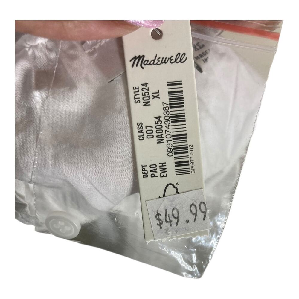 Madewell White Smocked Poplin Tank Top Sz XL - Picture 6 of 9